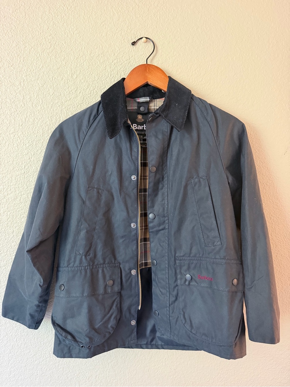 Barbour Dark Navy Field Jacket with Black Corduroy Collar